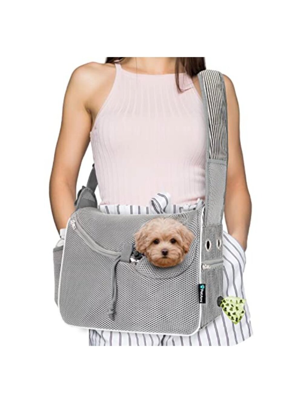 Pet Sling Carrier Crossbody Puppy Carrying Purse Adjustable Pouch Mesh